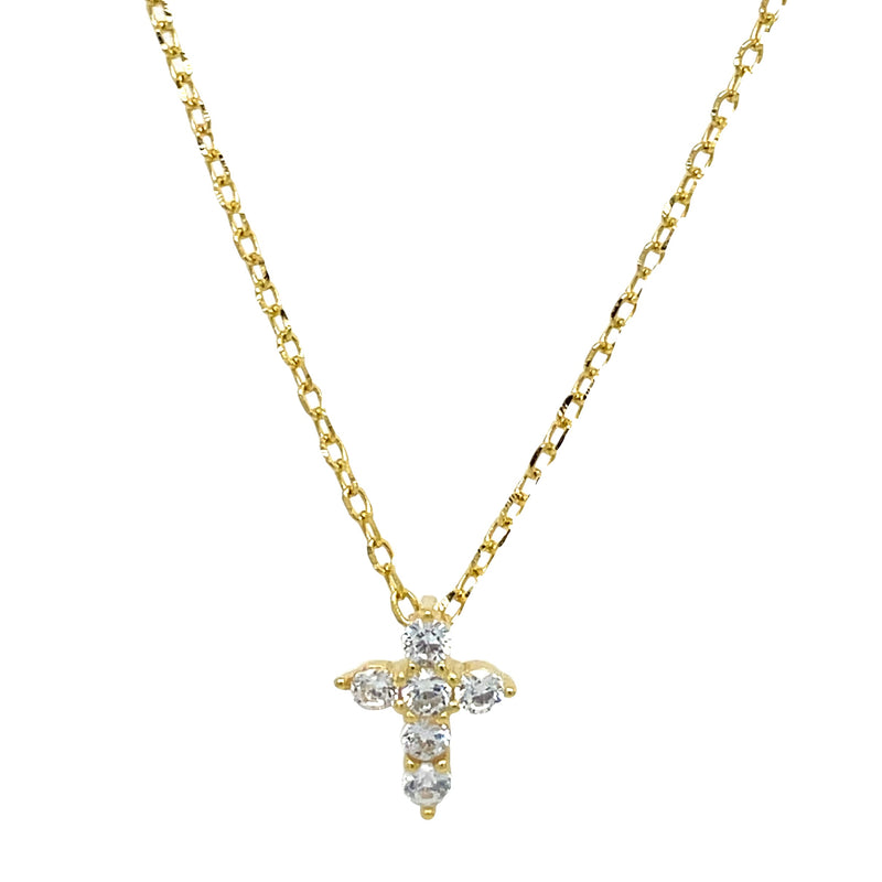 GOLD PLATED SILVER CROSS NECKLACE