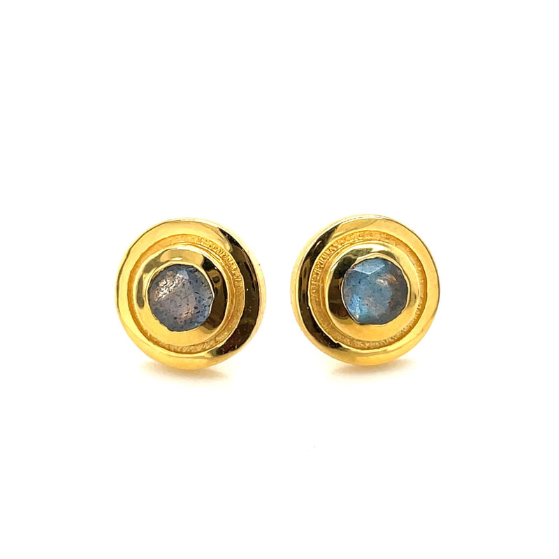 22K GOLD PLATE OVER BRASS LABRDORITE EARRINGS