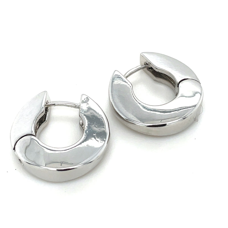 RHODIUM PLATED HUGGY EARRINGS