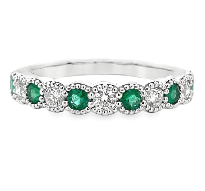 14K WHITE GOLD EMERALD AND DIAMOND RING  #200-00165