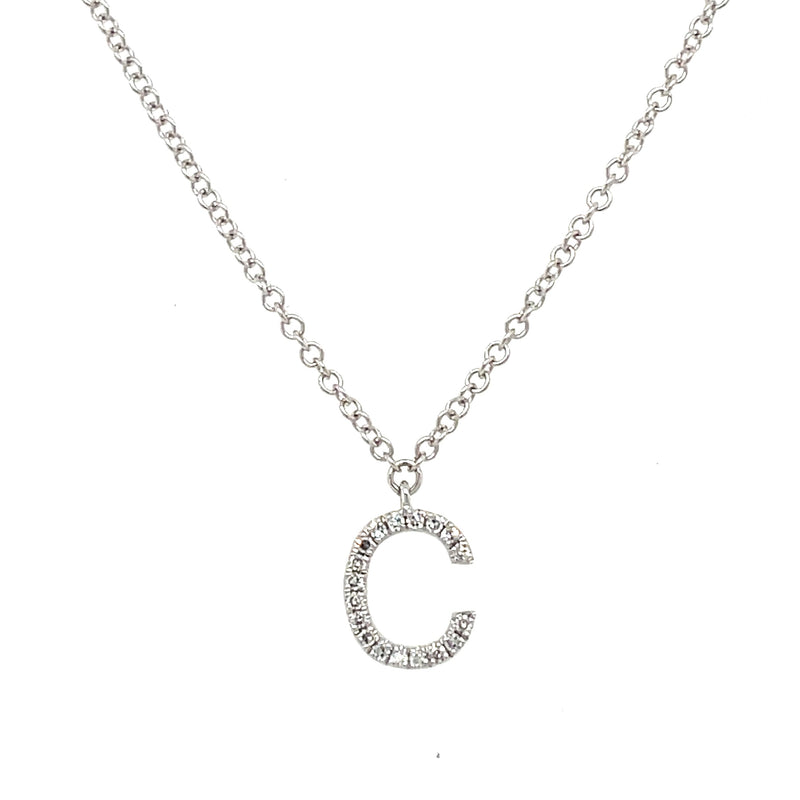 14K WHITE GOLD INITIAL 'C' NECKLACE