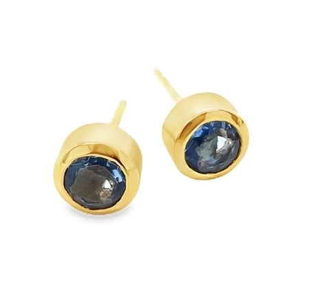 22K GOLD PLATE OVER BRASS TANZANITE EARRINGS  #800-03683