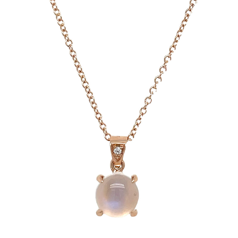 14K ROSE GOLD MOONSTONE AND DIAMOND NECKLACE
