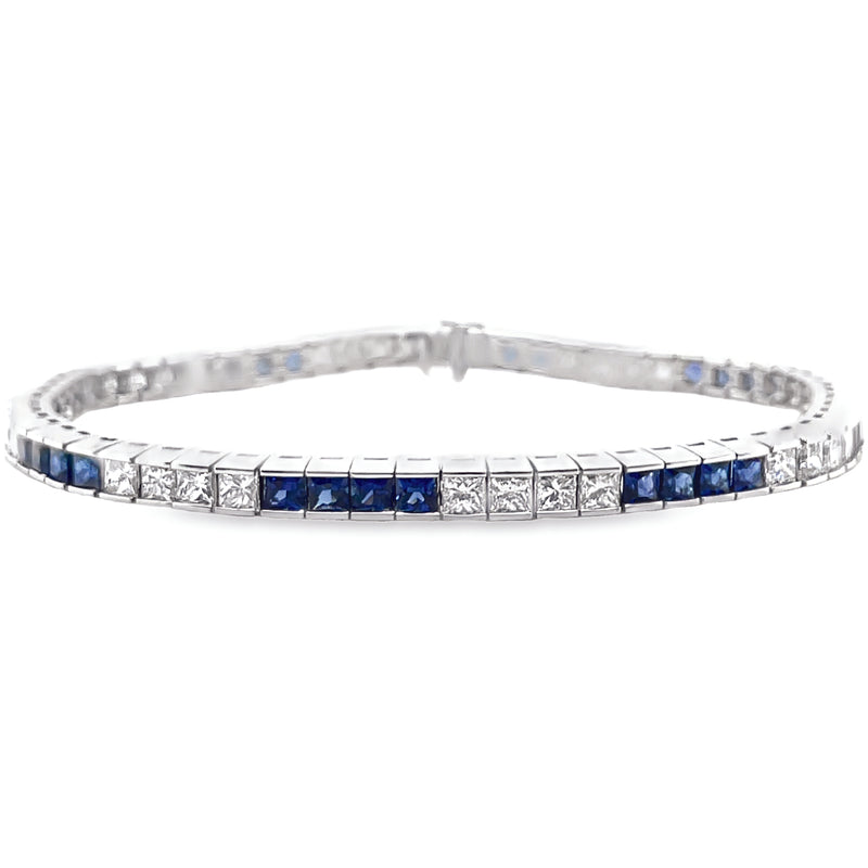 PLATINUM SAPPHIRE AND DIAMOND BRACELET #240-00075