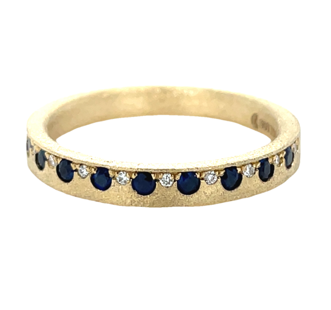 14K YELLOW GOLD SAPPHIRE AND DIAMOND RING