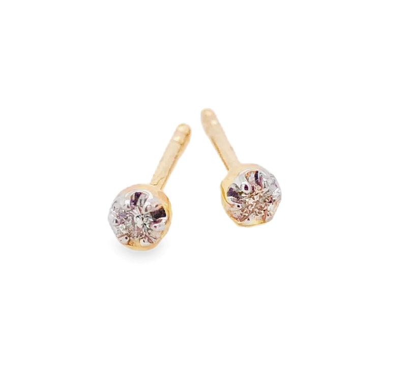 STERLING SILVER GOLD PLATED DIAMOND EARRINGS  #150-00148