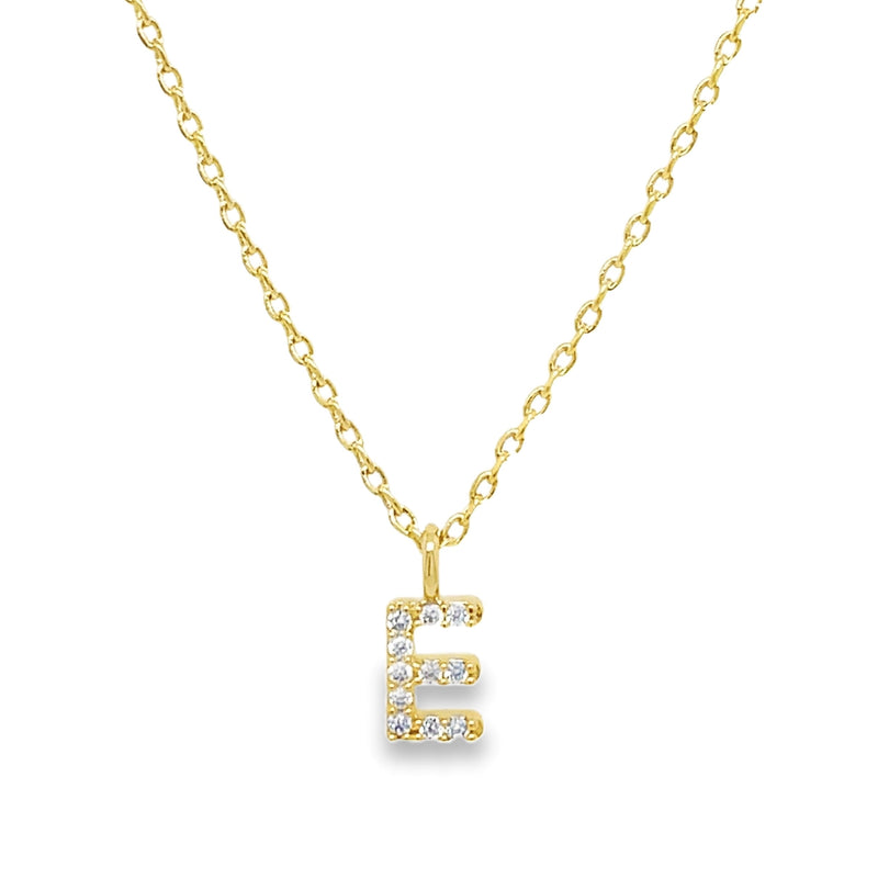 GOLD PLATED SMALL INITAL E NECKLACE 16' 18'  #805-00512