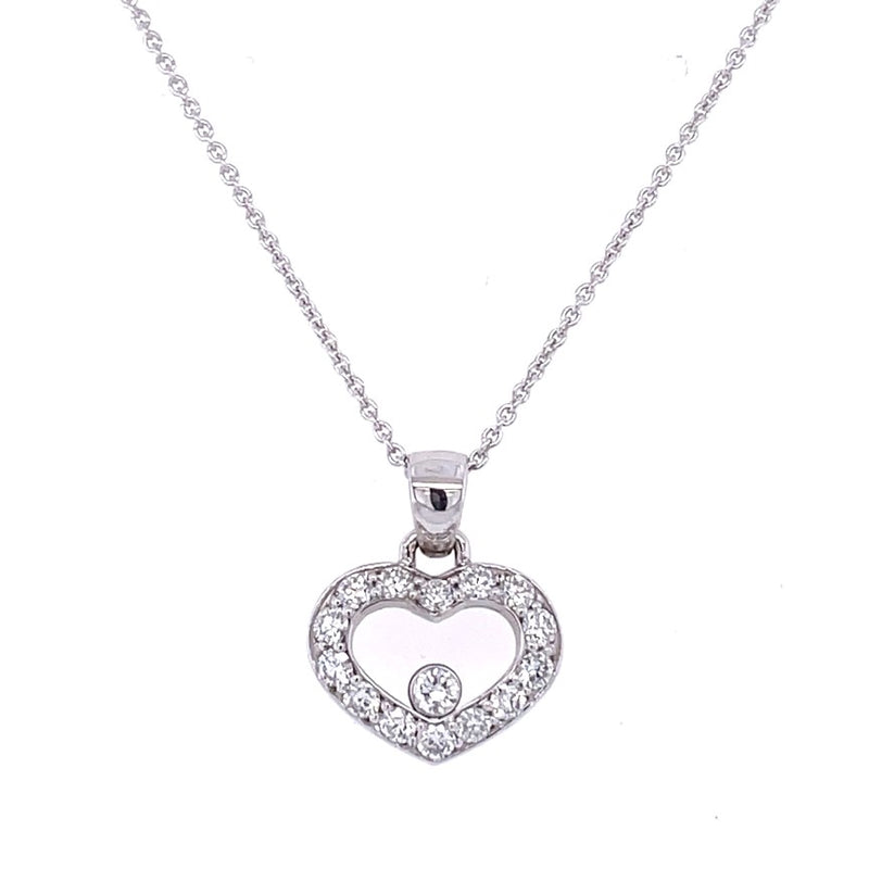 14K WHITE GOLD DIAMOND HEART NECKLACE