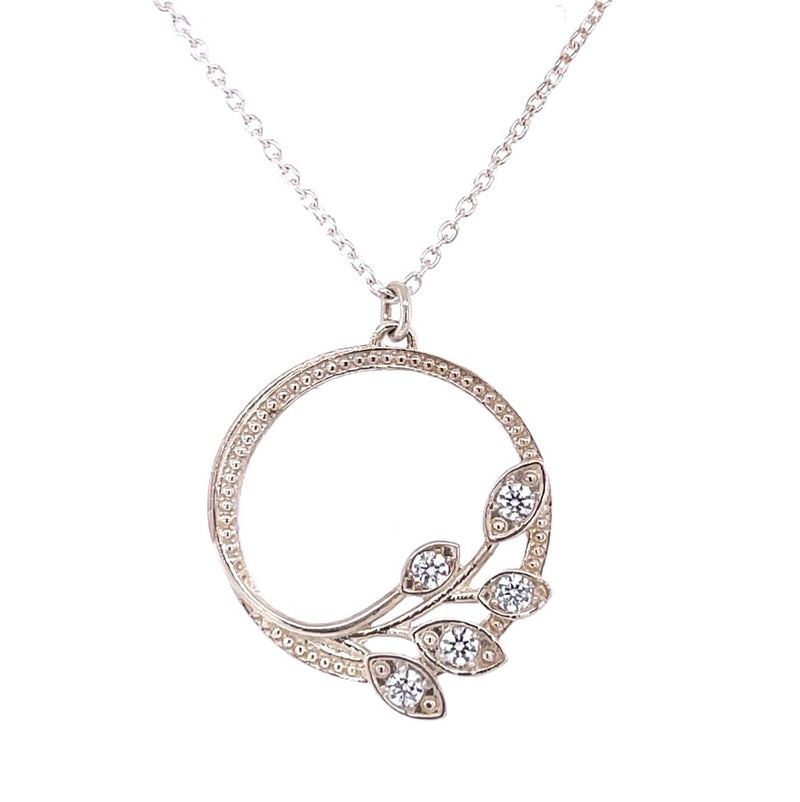 STERLING SILVER CIRCLE NECKLACE WITH CUBIC ZIRCONIA