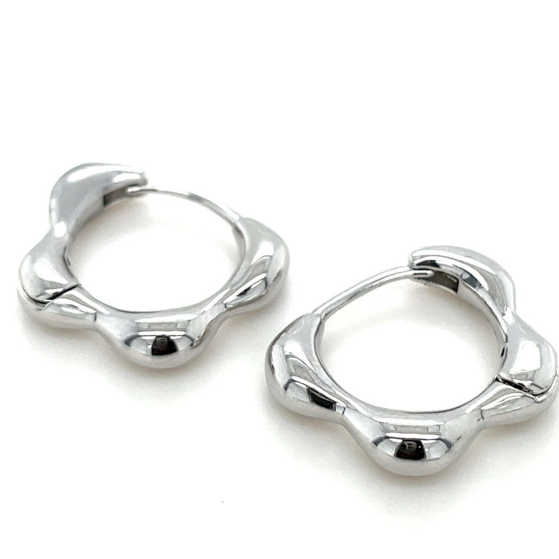 RHODIUM PLATED HUGGY EARRINGS