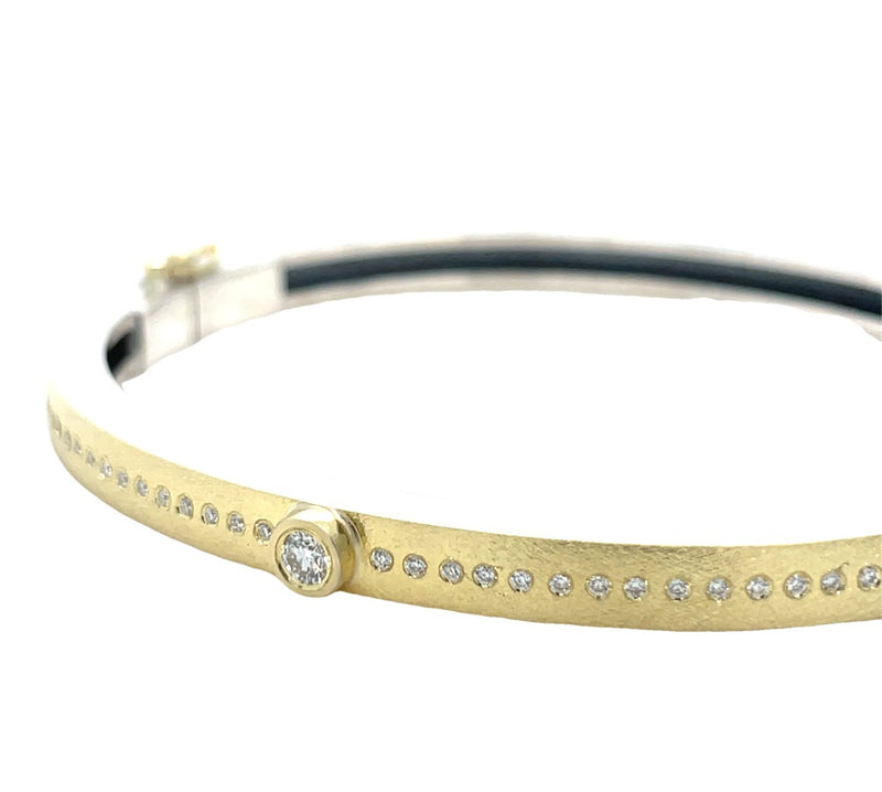 18K YELLOW GOLD AND STERLING SILVER DIAMOND BRACELET