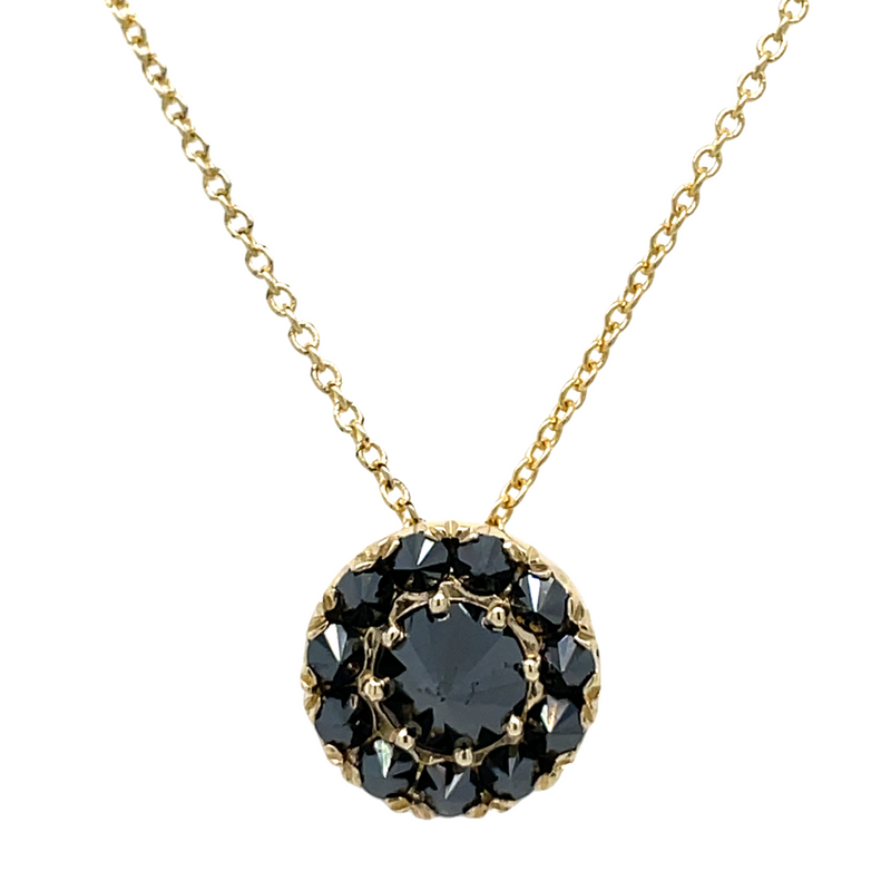 14K YELLOW GOLD BLACK DIAMOND NECKLACE