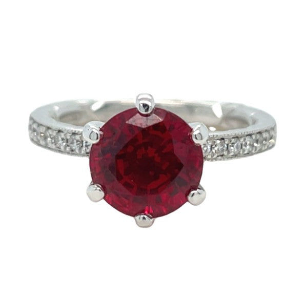 14K WHITE GOLD RUBY AND DIAMOND RING  #200-00229