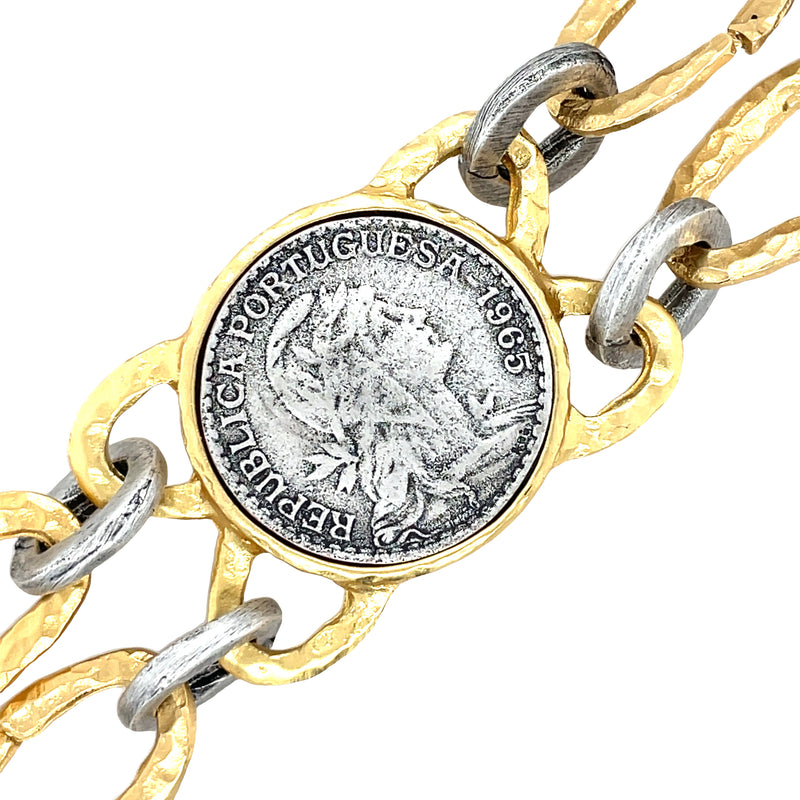 24K GOLD AND SILVER PLATED MIXED METAL BRACELET