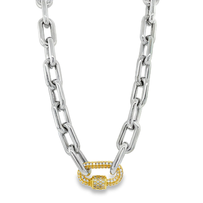 RHODIUM AND GOLD PLATED NECKLACE  #805-00758