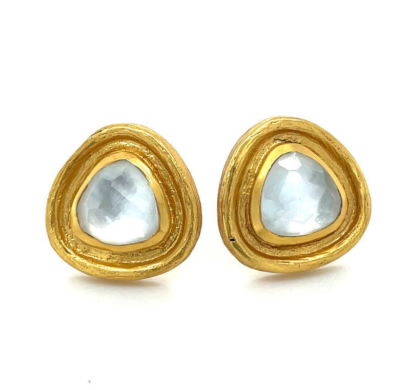 GOLD PLATED BRASS QUARTZ EARRINGS