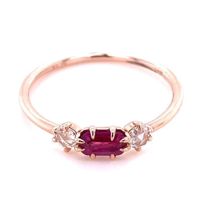 14K ROSE GOLD RUBY AND DIAMOND RING  #200-00118