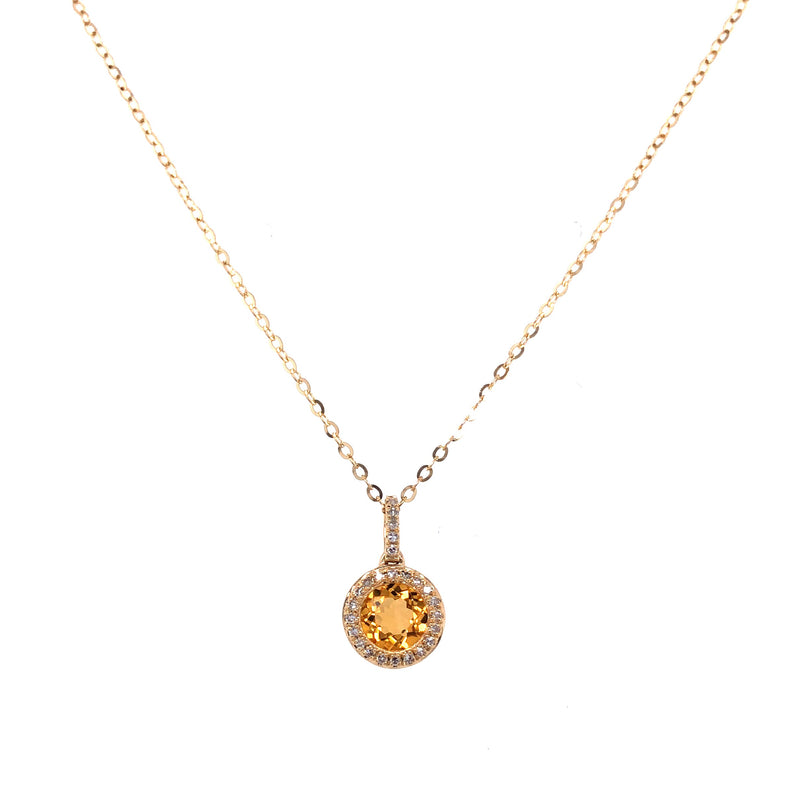 14K YELLOW GOLD CITRINE NECKLACE