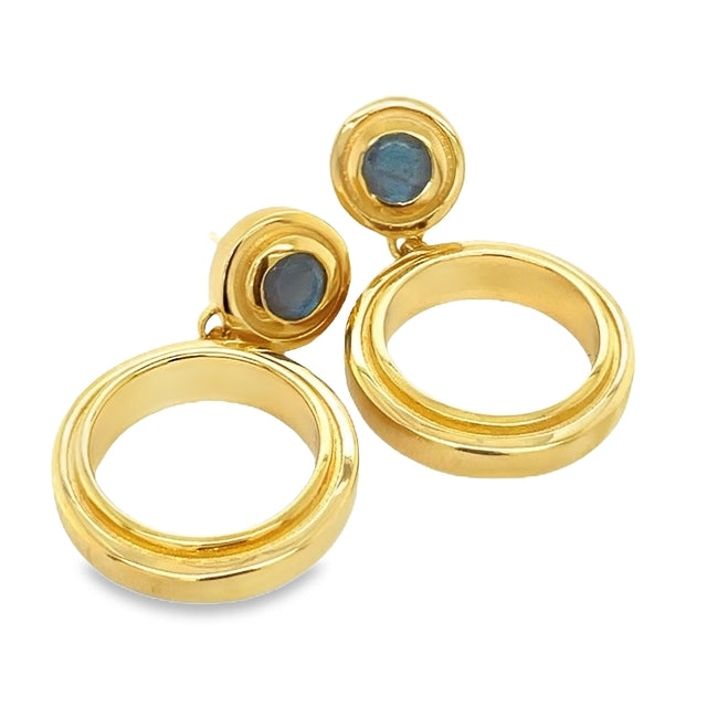 22K GOLD PLATE OVER BRASS LABRADORITE EARRINGS  #800-00226