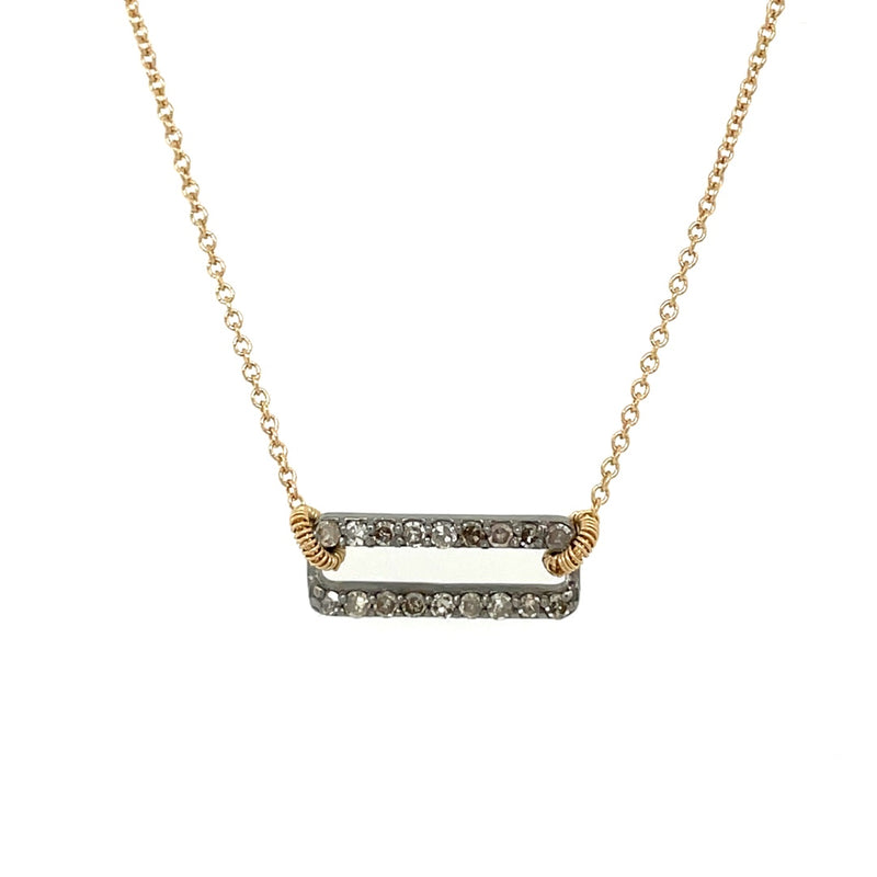 STERLING SILVER AND 14K YELLOW GOLD DIAMOND NECKLACE