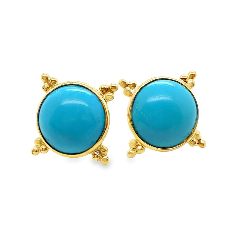 14K YELLOW GOLD TURQUOISE EARRINGS  #210-00465