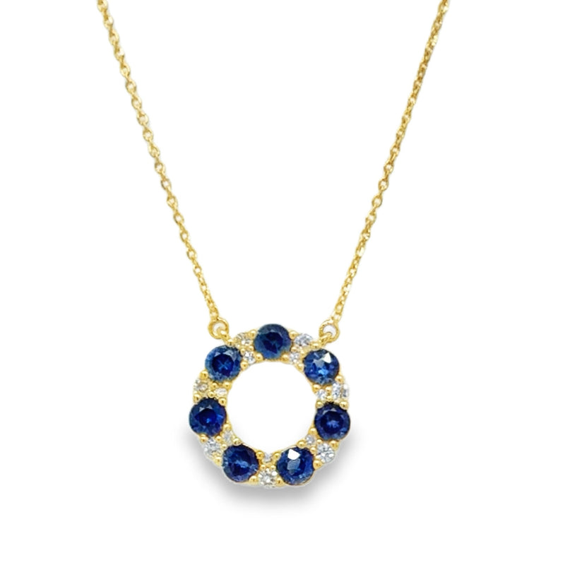 14K YELLOW GOLD SAPPHIRE AND DIAMOND NECKLACE  #235-00316