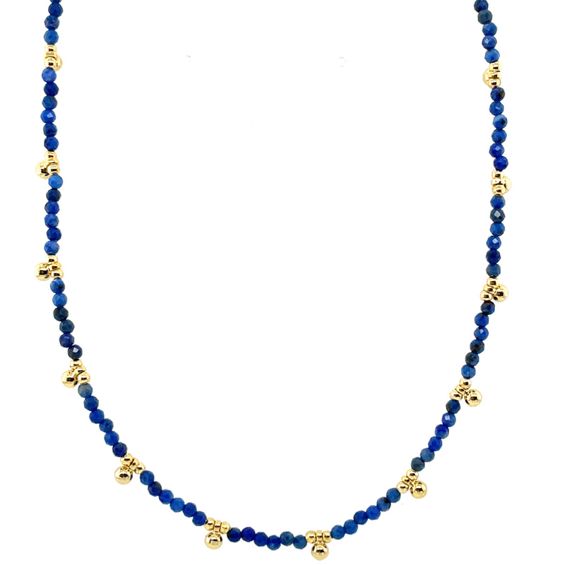 GOLD PLATED AND COLORED BEAD NECKLACE  #235-00257