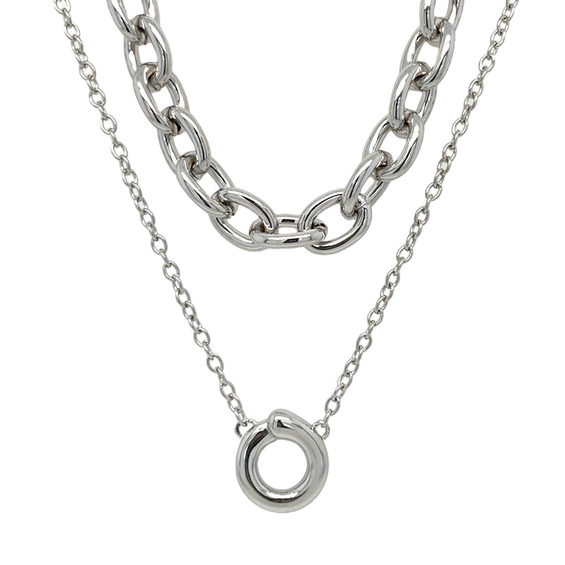 SILVER PLATED DOUBLE NECKLACE