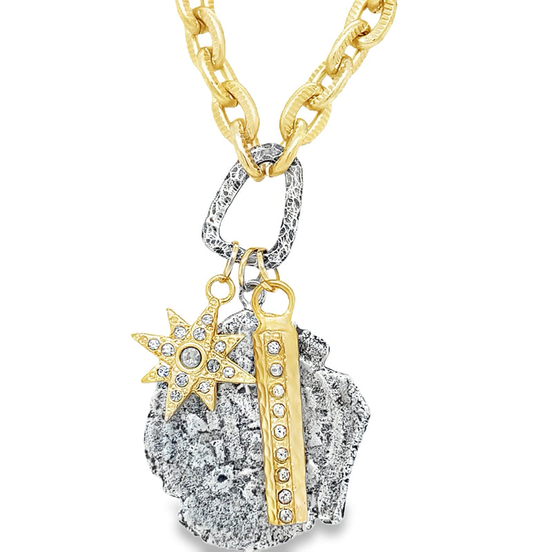 SILVER PLATE AND 24K GOLD PLATED NECKLACE  #805-00598