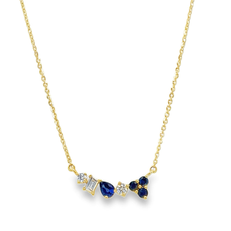 14K YELLOW GOLD SAPPHIRE AND DIAMOND NECKLACE  #235-00317