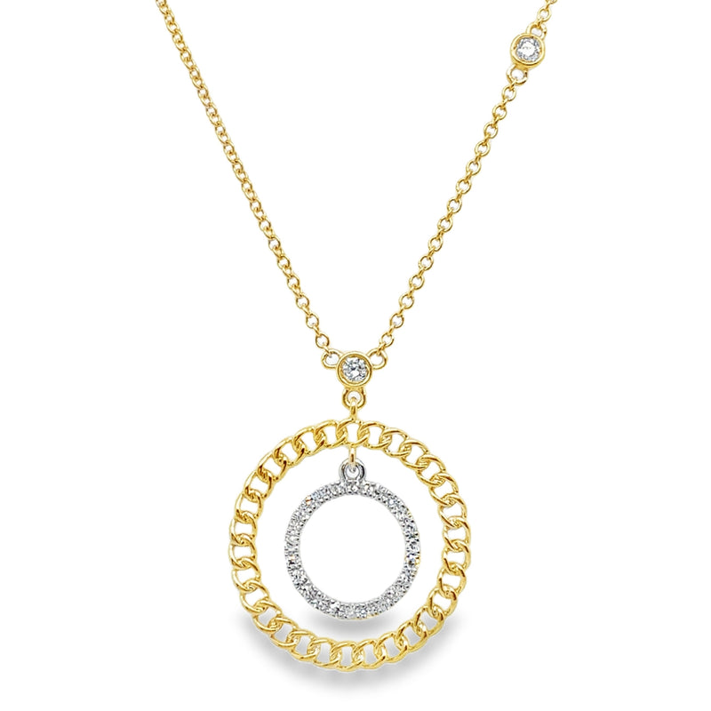 14K WHITE AND YELLOW GOLD DIAMOND NECKLACE  #165-00291
