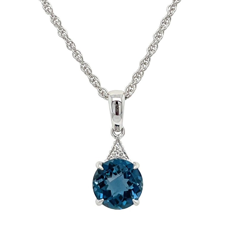 14K WHITE GOLD BLUE TOPAZ NECKLACE  #230-00218