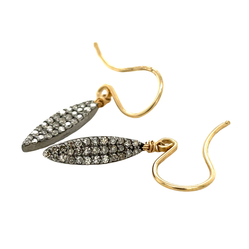 STERLING SILVER AND 14K YELLOW GOLD DIAMOND EARRINGS  #150-00041