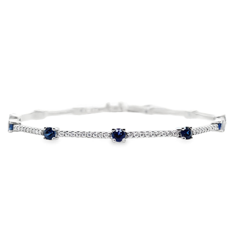 14K WHITE GOLD SAPPHIRE AND DIAMOND BRACELET  #240-00082