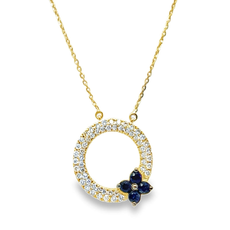 14K YELLOW GOLD SAPPHIRE AND DIAMOND NECKLACE  #235-00318