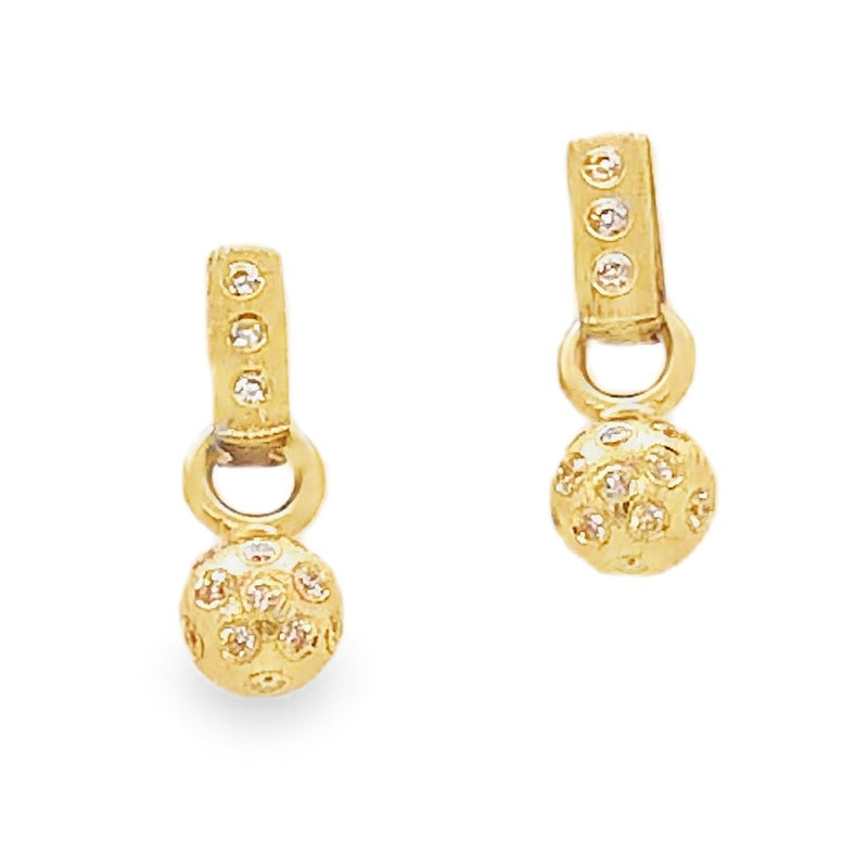 STERLING SILVER AND 18K YELLOW GOLD DIAMOND EARRINGS  #150-00511