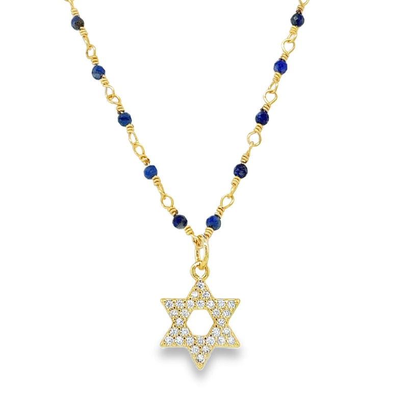 LAPIS STAR OF DAVID NECKLACE  #805-00717