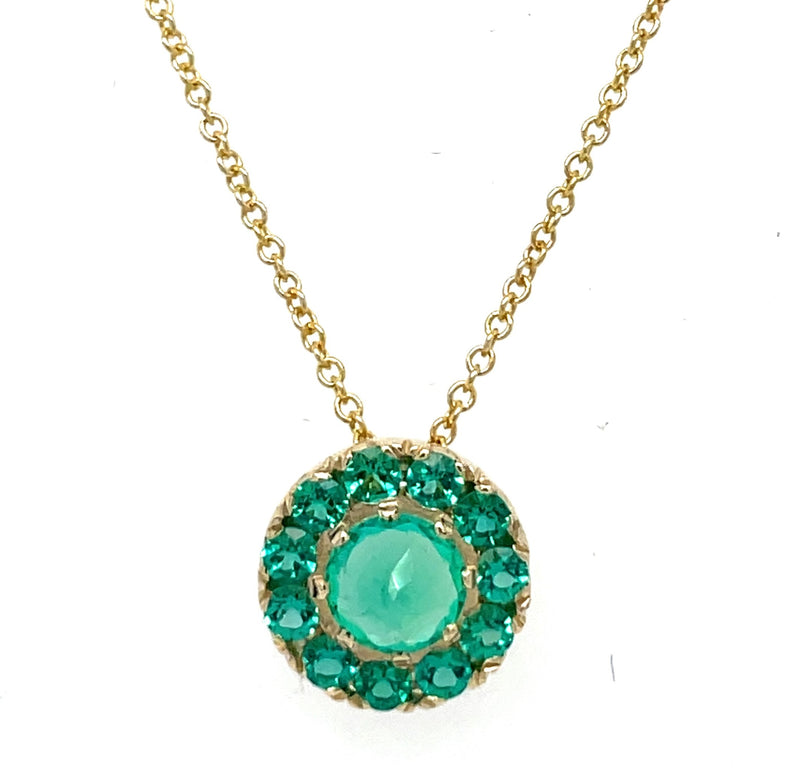 14K YELLOW GOLD EMERALD NECKLACE