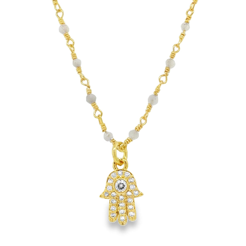 MOONSTONE HAMSA NECKLACE  #805-00715