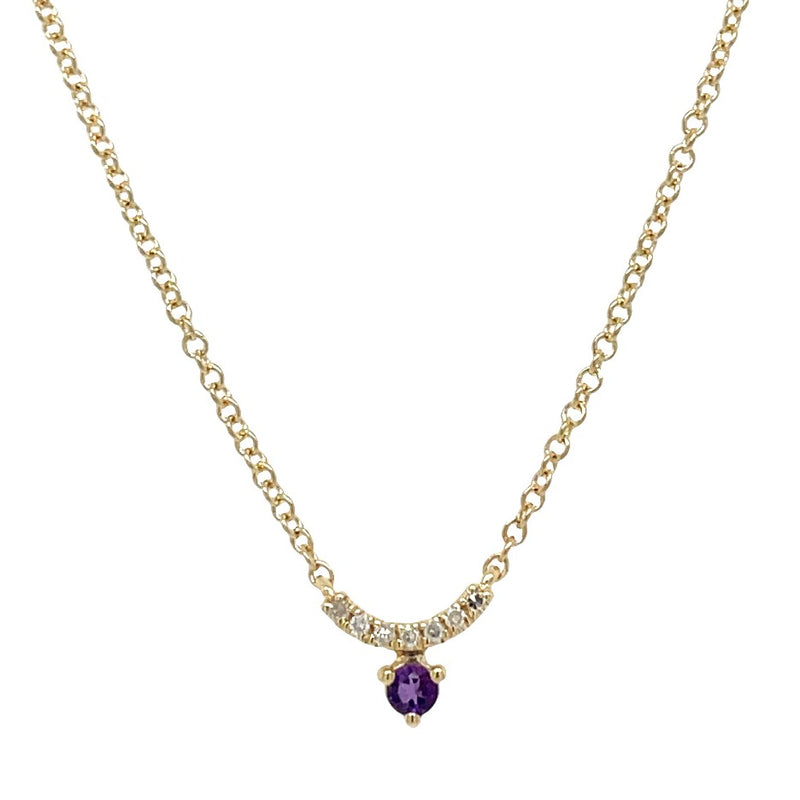 14K YELLOW GOLD AMETHYST AND DIAMOND NECKLACE