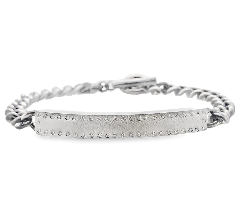 STERLING SILVER AND 18K WHITE GOLD DIAMOND BRACELET  #170-00092