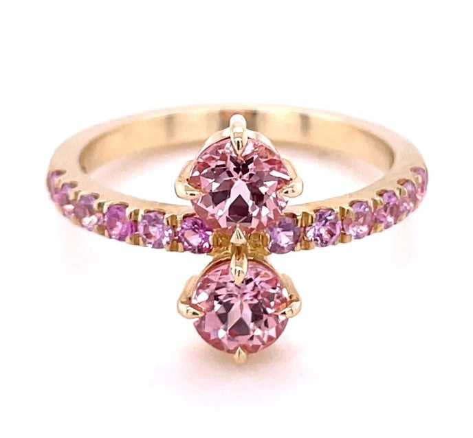 14K YELLOW GOLD PINK SAPPHIRE RING