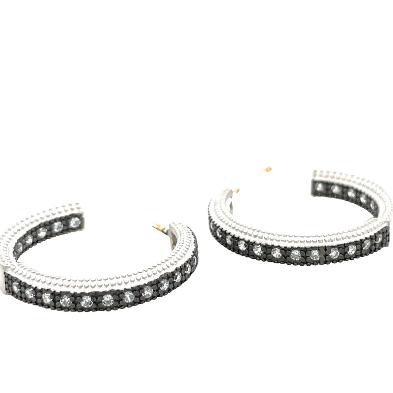 STERLING SILVER CUBIC ZIRCONIA HOOP EARRINGS