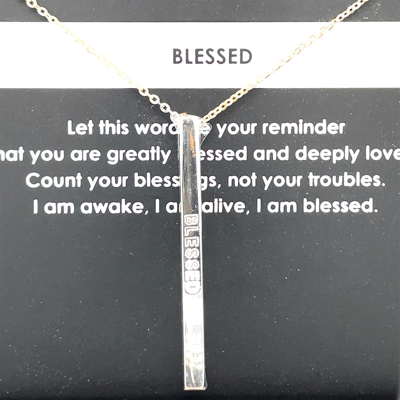 STERLING SILVER MANTRA BAR NECKLACE