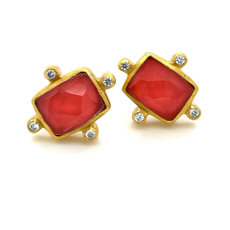24K GOLD PLATED CORAL EARRINGS