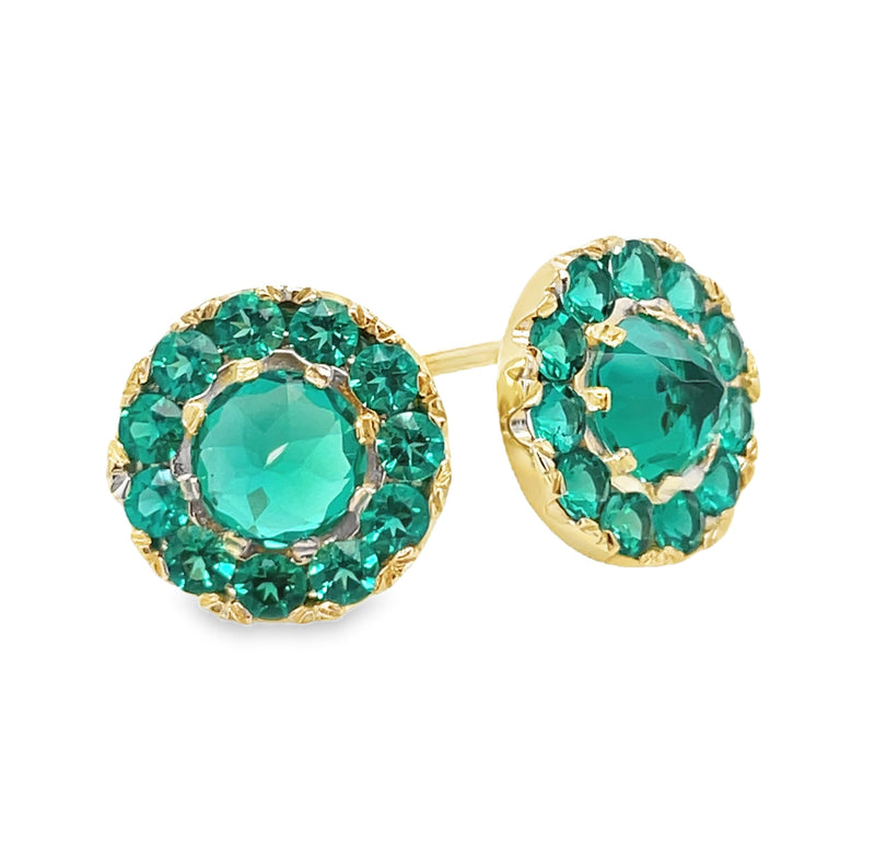 14K YELLOW GOLD EMERALD EARRINGS