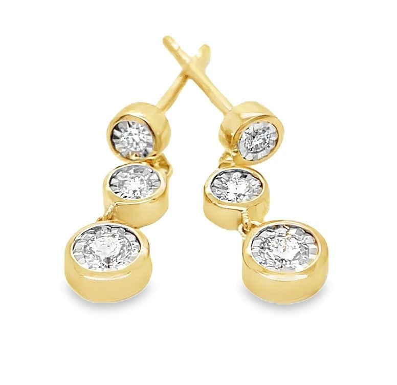 14K YELLOW GOLD DIAMOND EARRINGS  #150-00369