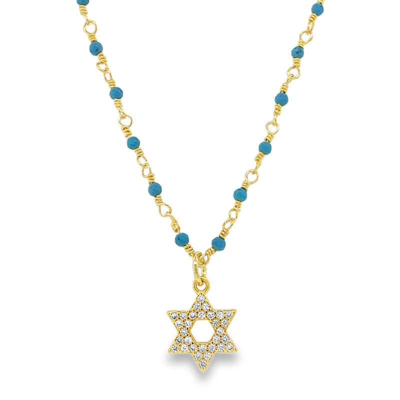 TURQUOISE STAR OF DAVID NECKLACE  #805-00716