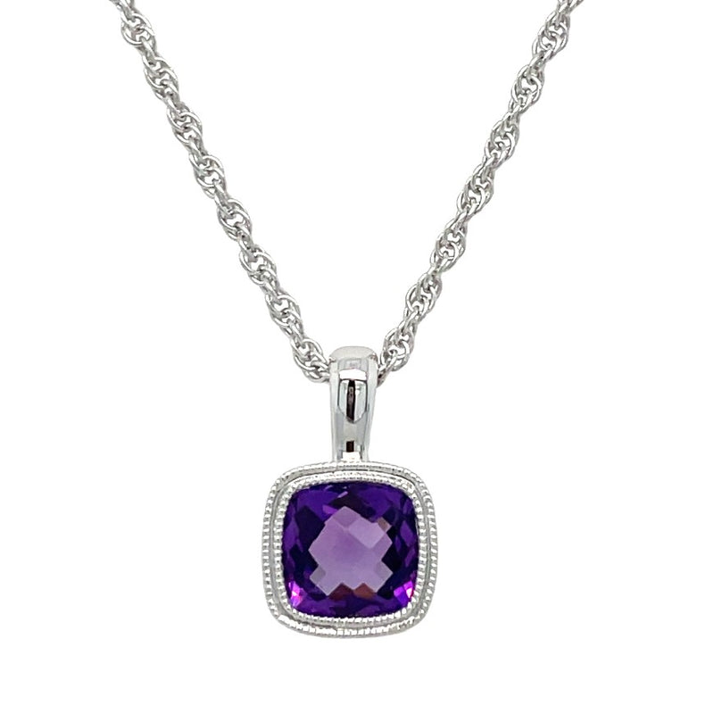 14K WHITE GOLD AMETHYST NECKLACE