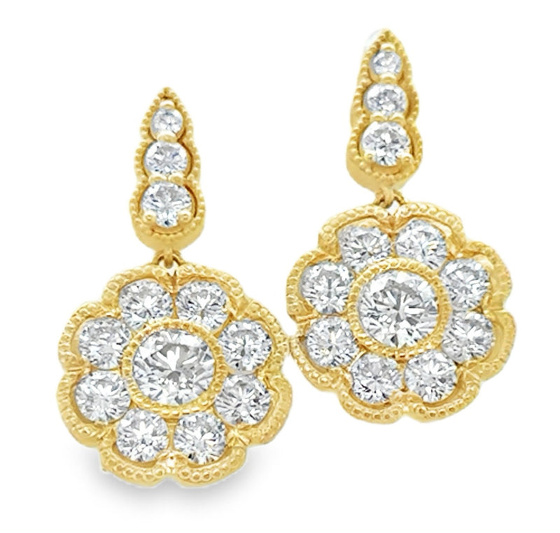 14K YELLOW GOLD DIAMOND EARRINGS  #150-00518